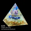 Transfronterizo 6cm Cristal Natural Letra Dorada Adorno Decorativo de Escritorio para el Hogar Pirámide de Resina para Chakra Yoga Meditación
