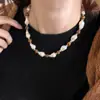 Otoño e Invierno Estilo Maillard Patrón de Perlas Artificiales Barrocas Espaciador de Madera Collar Nuevo Estilo Chino Versátil Cadena Sencilla para Suéter
