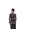 2026 Estilo Ligeramente Maduro Diseño de Dobladillo Irregular Top de Encaje Morado Camisa para Mujer Transmisión en Vivo Dropshipping Distribución Transfronteriza