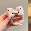 Gatito Rosa con Lazo Anillo Intestino Pequeño Lazo para el Cabello de Niña Linda Lazo para el Cabello de Flores con Puntos Dulces Banda de Goma