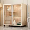 Jg Yang Anju Casa para Mascotas Villa de Madera Maciza Hogar Casa para Gatos Interior Espacio Libre Súper Grande Jaula para Gatos de Lujo de Una Pieza