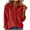Camisa de Pana Transfronteriza 2026, Color Sólido, Cuello Campana, Chaqueta Casual Abotonada, Nueva Ropa de Mujer Europea y Americana para Otoño/Invierno en Amazon
