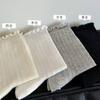 Meias de malha vazada com ilhós de cor sólida, estilo coreano ins, moda, comprimento até o meio da panturrilha, série primavera/verão, finas, simples, femininas, com borda de babado de orelha de madeira, estilo folgado
