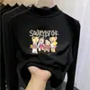 Roupa de baixo infantil dupla face com forro de fleece, estilo outono/inverno, gola alta, camiseta de manga longa escovada para meninas, roupa quente para bebês e crianças pequenas