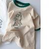 Ins Estilo Coreano Ropa para Bebés y Niños Verano Camiseta de Algodón Puro con Estampado de Oso de Dibujos Animados Cómoda y Versátil Moderna Estilo Coreano Manga Corta