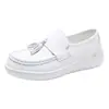 Mocasín con Lazo Zapatos de Enfermera Suela Gruesa Suela Suave Cómodos Ligeros Zapatos Médicos Blancos Todas las Estaciones Blancos En Stock Al Por Mayor