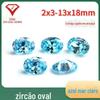 Anel de Pedra Solta Zircônia Azul Claro Oval Superfície Forma de Ovo Zircônia Sintética Azul Claro Pedra Azul Céu Fabricante Atacado