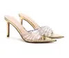 Sandalias transparentes de TPU estilo francés con punta para mujer, verano 2026, con tacón fino, diseño de una sola tira, adornos de pedrería y material transpirable