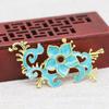 Horquilla con forma de flor de color cobre bañada en oro de Yiwu, con punta de esmeralda, imitación de oro, esmalte azul ardiente, accesorio para el cabello B3488