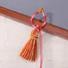 Novo pingente de franja estilo chinês com franjas de fio torcido degradê, pingente com fecho de argola, ornamento decorativo para pendurar com franja de fio de algodão torcido à mão