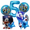 Suporte de Estilo Balão Sônico Balão Sônico Festa Sônica Jogo Infantil Decoração de Aniversário Balão de Filme de Alumínio