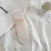 Meias Femininas Finas de Verão Cinzas de Cano Médio, Meias Retas com Bolinhas Estilo Japonês, Meias Femininas Versáteis da Moda para o Verão