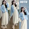 Ropa de maternidad: Suéter abrigo de punto dulce y elegante para otoño/invierno, vestido base de cuello alto, conjunto de dos piezas de moda para mamás con estilo