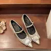 Elegantes sapatos Mary Jane nude de bico alto, modelo 2026, estilo coreano, para mulheres, com tira de strass e adequados para combinar com vestidos