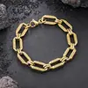 Pulsera Hueca de Acero de Titanio Europea y Americana Transfronteriza que No se Desvanece para Hombres, Pulsera de Personalidad de Moda para Mujeres, Joyería Versátil de Lujo Ligero de Gama Alta