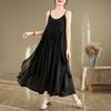 Vestido de Algodão e Linho Saia Slip Verão Novo Artístico Plissado Saia Irregular Grande Roda Saia Longa Elegante