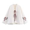 Outono de 2025 Nova Moda Feminina Europeia e Americana Cruzada Linho Bordado e Roupas Outerwear W021 82629