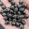Contas Dzi Pretas e Brancas de Nove Olhos Revestidas, Contas Soltas de Jade, Pulseira de Ágata 10mm, Colar, Acessórios para Joias, Contas Artesanais