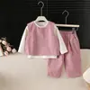 Novo Estilo Casual Primavera e Outono Cor Sólida Caimento Regular Colete de Trabalho de Outono Conjunto de Três Peças Manga Longa Meninas