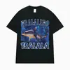 Camiseta de algodão infantil com estampa de tubarão e estampa de personagem de desenho animado, manga curta, estilo europeu e americano, com letras, para o verão