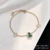 Versão Alta Pulseira de Três Cabaças de Ágata Vermelha Feminina Ouro Rosa 18K Estilo Chinês Pulseira com Incrustação de Diamante de Madrepérola Natural Feminina Transmissão ao Vivo