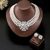 Conjunto de joias multicamadas de pérolas transfronteiriço para mulheres, design criativo estilo ins europeu e americano, gargantilha gola V, pulseira, colar, brincos
