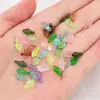 Plástico Acrílico Folhas Verdes Pequenas, Vários Tipos de Folhas, Decorações Artesanais DIY, Brincos, Pulseiras com Contas, Acessórios