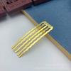 Peine para el cabello de cobre puro de cinco dientes, onda pequeña, 15 * 50 mm, bañado en oro de 18 quilates, lavable, horquilla para joyería antigua DIY