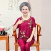Terno de verão de manga curta da avó para roupas femininas de meia-idade e idosas, camiseta da mãe para idosos, terno de duas peças de seda gelada para esposa de 70 anos