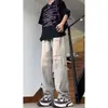 Diseño Lavable Verano Nuevos Jeans para Hombre para Personas Altas Pantalones Largos Calle Alta Americana Corte Delgado Pantalones de Pierna Ligeramente Acampanada