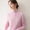 Otoño e Invierno Nuevo Cuello Alto Cachemir Cepillado Suelto de Punto para Mujer Suéter de Lana de Color Sólido Capa Base