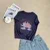 Camiseta de manga corta con estampado de elefante estilo caricatura coreana, elegante y versátil para estudiantes, casual y moderna, corte holgado, nuevo modelo de verano