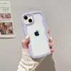 Nova Moldura Ondulada Simples Colorida Adequada para Apple 17Promax Transparente 16 Acrílico Transparente 15 Buraco Grande 7P