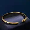 [02] Europa transfronteriza y Estados Unidos pulsera de apertura simple con cabeza de leopardo animal moda cheetah liso personalidad joyería de moda