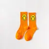 Calcetines de caña media para niños primavera y verano nuevos calcetines finos para mujer color caramelo cara sonriente de dibujos animados calcetines apilados estilo japonés calcetines de algodón personalizados moda