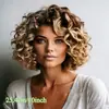 Peluca de AliExpress, muy vendida, de estilo europeo y americano, de pelo corto para mujer, corte Pixie, de seda de alta temperatura, con fibra química y cubierta para la cabeza.