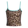 Top Halter sin Espalda con Lentejuelas Estampado de Leopardo y Bloques de Color Transfronterizo para Mujer, Crop Top, Ajuste Ceñido, Sin Mangas, Venta al por Mayor