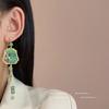 Nuevos pendientes largos con borlas de estilo chino con pintura de tinta de bambú verde, pendientes retro elegantes de temperamento antiguo Hanfu Cheongsam.
