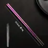Palillos Cuadrados Medios de Cristal de Hielo de Titanio Puro de 23.5 cm, Palillos Portátiles para Estudiantes, Estuche Portátil de Viaje, Un Palillo por Persona, Antimoho, Antideslizantes