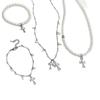 Collar de Cruz de Perlas Estilo Europeo y Americano, Aretes, Pulsera, Cadena para Clavícula Adornada, Collar de Perlas y Cruz Moderno y Único