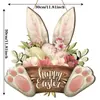 Transfronterizo 2025 Producto Nuevo Creativo Flores de Primavera Fiesta del Conejo Señal de Bienvenida para Puerta Principal Placa de Madera de Pascua