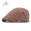 Sombrero de Estilo Étnico para Mujer Primavera y Verano Nueva Llegada Boina Rayada Gorra Casual Retro Británica Gorra Delantera Tendencia para Hombre