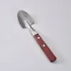 Pala con Mango de Madera Maciza Cuchara en Forma de Pala Japonesa Creativa 304 Estilo Industrial Cuchara en Forma de Pala Cuchara con Pinza de Madera Maciza Pala para Sandía Cuchara Acabado Espejo