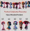 10 nuevos productos transfronterizos: Colgantes de madera planos góticos punk para fiesta de Navidad y Halloween y decoración