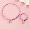 Set de Joyería de Sirena Estilo Europeo y Americano Transfronterizo, Collar de Cuentas Acrílicas de Sirena Colorido, Pulsera, Set de Joyería para Niñas