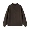Mu Qiu Ropa de Hombre 2026 Otoño/Invierno Suéter Retro Americano con Cuello Henley Texturizado para Hombre Holgado Casual para el Trabajo
