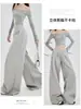 Calças de cós baixo wide leg cor de café calças wide leg femininas calças de outono estilo americano calças de moletom femininas calças casuais largas calças preguiçosas