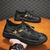 Zapatos de hombre de talla grande transfronterizos para primavera y otoño, zapatos casuales de cuero para exteriores para hombre, zapatos de malla transpirable hechos a mano, zapatos cómodos para conducir