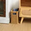 Cesta de Almacenamiento Rectangular con Esquina de Espacio Tejido de Mimbre Sintético para Hogar, Organizador de Cesta para Almacenamiento de Artículos Varios en el Borde Lateral Estrecho del Gabinete