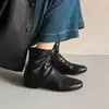 Botas de tornozelo de couro genuíno tamanho 34 a 42, exportação transfronteiriça, bico redondo, emagrecedor, salto grosso retrô, botas estilo Martin, versátil para outono e inverno, adequadas para o trabalho, estilo feminino